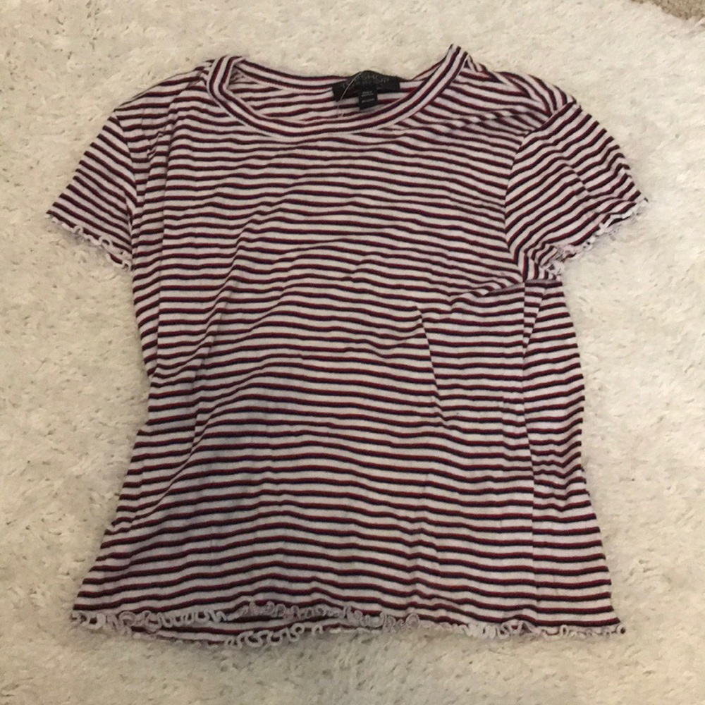 Topshop cropped striped t shirt
